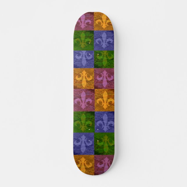 New Orleans Färgglad Fleur De Lis Konst Skateboard Bräda 20,5 Cm (Framsida)