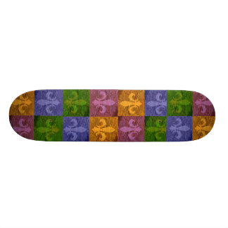 New Orleans Färgglad Fleur De Lis Konst Skateboard Bräda 20,5 Cm