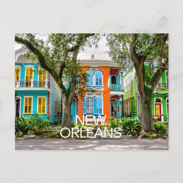 New Orleans Färggranna Hus Resekort Vykort (Framsida)
