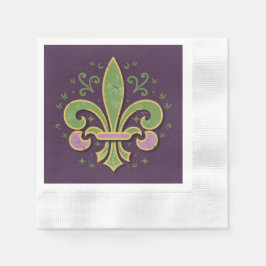 New Orleans fleur-de-lis grönt och lila Pappersservett
