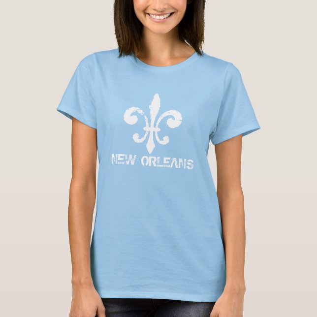 New Orleans Fleur De Lis in White T-Shirt (Framsida)
