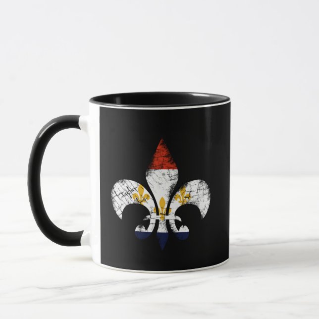 New Orleans Fleur De Lis NOLA flaggaLouisiana mugg (Vänster)