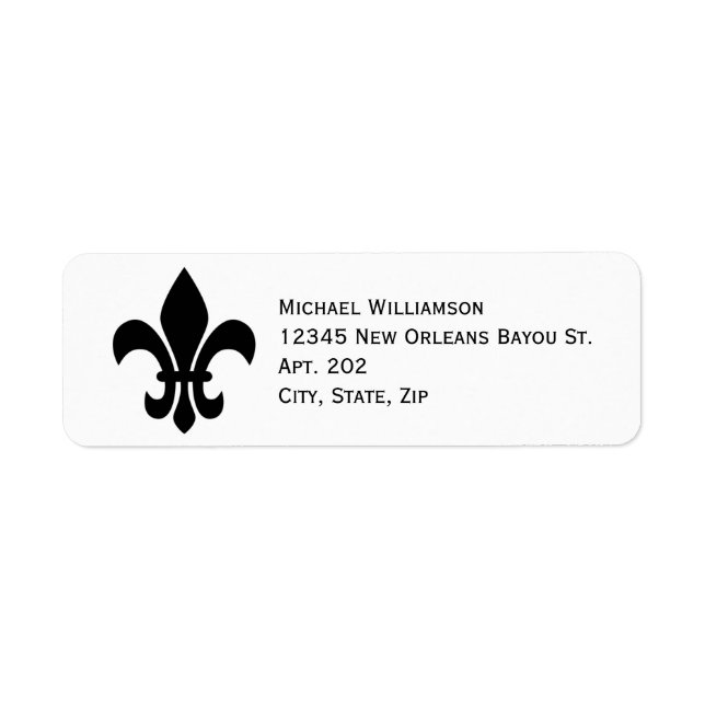New Orleans Fleur de Lis Symbol Black Personlig Returadress Etikett (Framsidan)