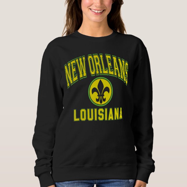 New Orleans Fleur de Lis Varsity Style Mardi Gras  T Shirt (Framsida)