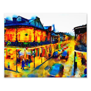 New Orleans fransk inkvarterar, vattenfärgen Fototryck