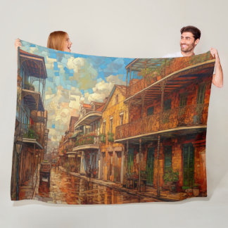 New Orleans Fransk Quarter, Futurism Stil Art Fleecefilt