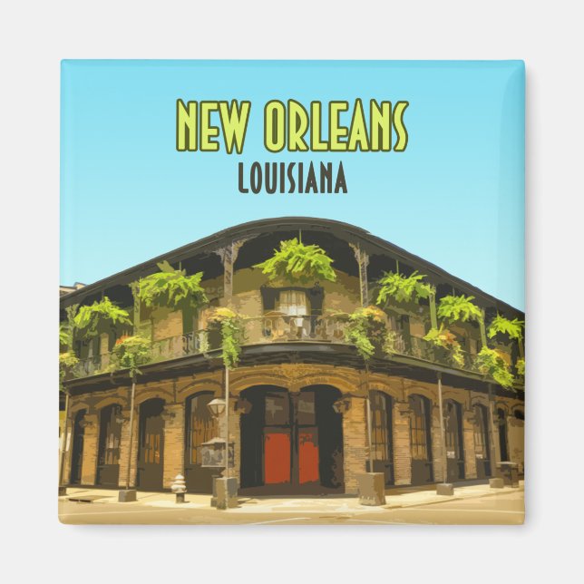New Orleans Fransk Quarter Louisiana Magnet (Framsidan)