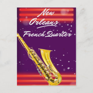 New Orleans Fransk Quarter Saxophone reseaffär Vykort