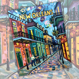 New Orleans Fransk Quarter Van Gogh Stil Travel Helg Vykort
