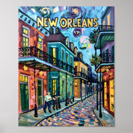 New Orleans Fransk Quarter Van Gogh Stil Travel Poster