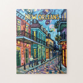 New Orleans Franska kvarteret Van Gogh stil Resa Pussel