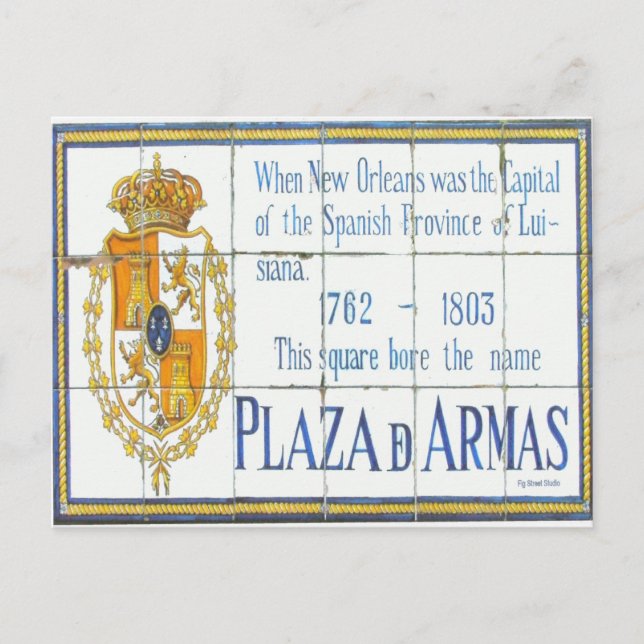 New Orleans Franska Quarter Plaza D'Armas Skylt Vykort (Framsida)