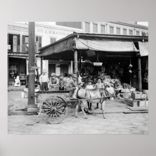 New Orleans French Market, 1910. Gammalt foto Poster