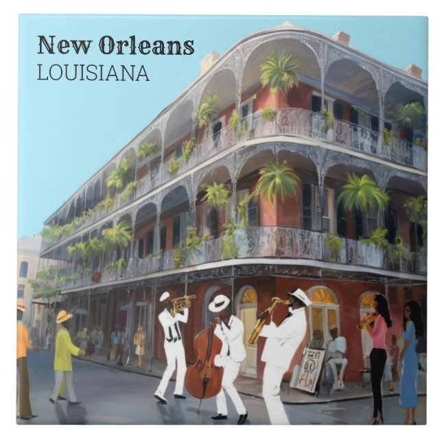 New Orleans French Quarter Jazzband Kakelplatta (Framsidan)