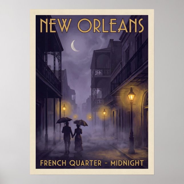 New Orleans French Quarter Midnatt Gotisk Resa Poster (Framsidan)