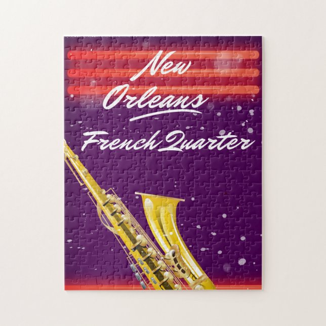 New Orleans French Quarter Saxofon reseskylt Pussel (Vertikal)