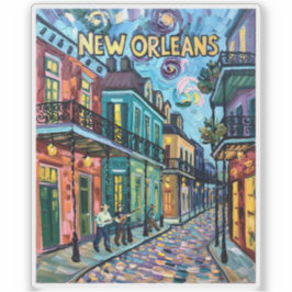 New Orleans French Quarter Van Gogh Style Travel Klistermärken