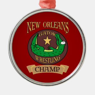 New Orleans Gator Fest Alligator Champ Julgransprydnad Metall