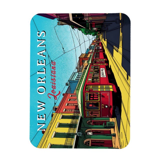 New Orleans-inspirerad urban konst Magnet (Vertikal)