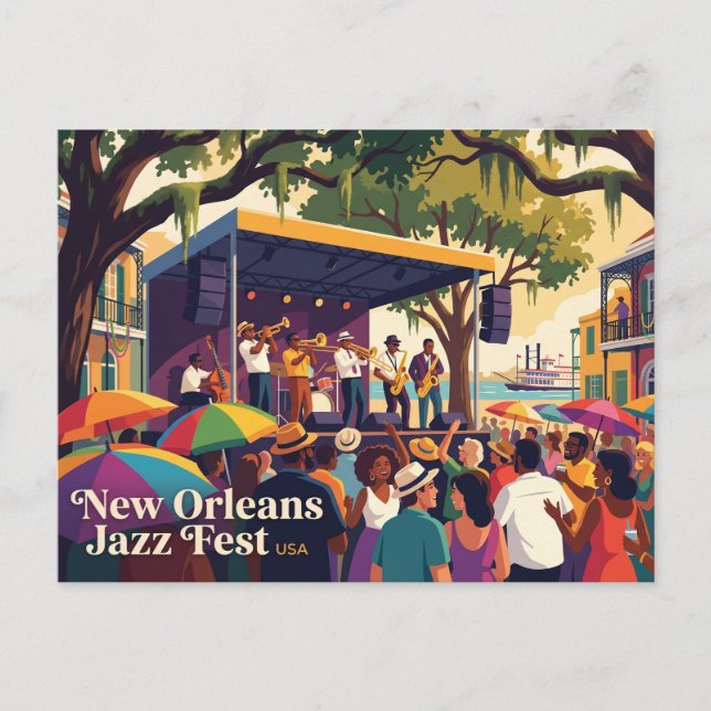 New Orleans Jazz Fest, USA Vykort (Framsida)