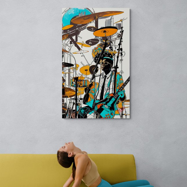 New Orleans Jazz Man Abstrakt Art Canvastryck (Skapare uppladdad)