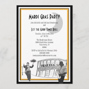 New Orleans Jazz Mardi Gras Inbjudningar