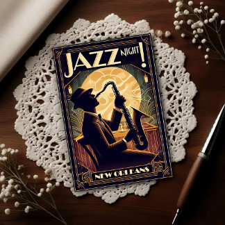 New Orleans Jazz Natt – Vintage Art Vykort