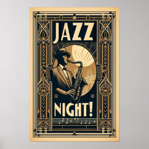 New Orleans Jazz Night - Vintage Art Poster