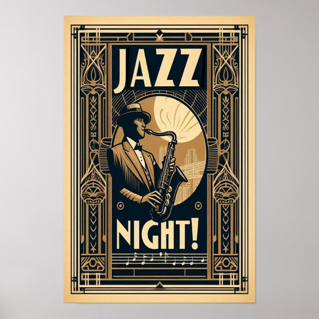 New Orleans Jazz Night - Vintage Art Poster (Framsidan)