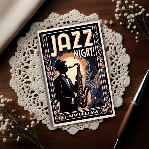 New Orleans Jazz Night – Vintage Art Vykort