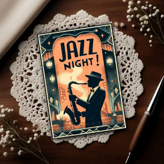 New Orleans Jazz Night – Vintage Art Vykort