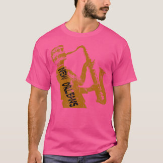 New Orleans Jazz Saxophone Player Black Text T Shirt