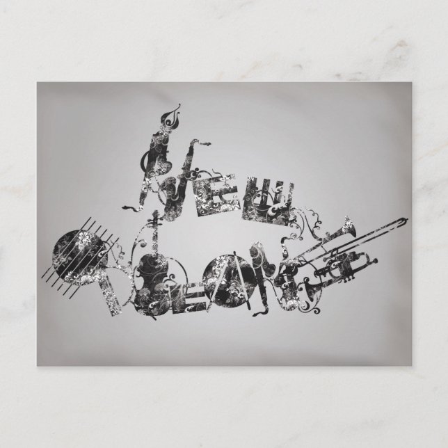 New Orleans Jazz Vykort (Framsida)