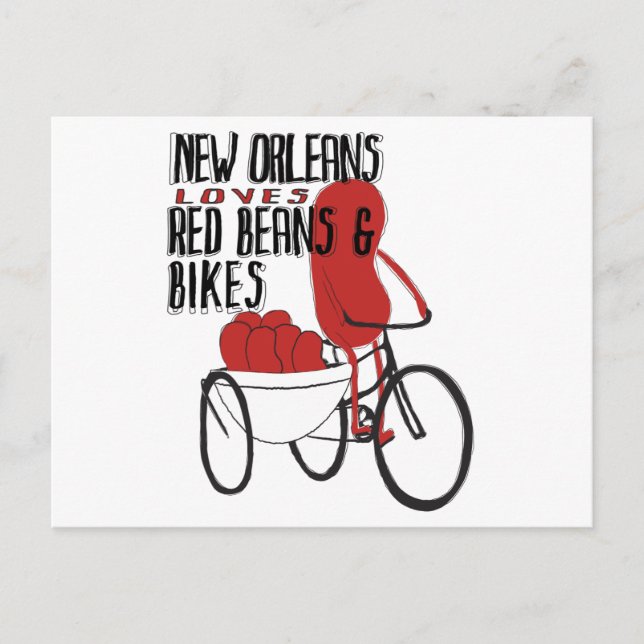 New Orleans Kärlek Red Beans and Bikes Vykort (Framsida)