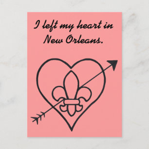 New Orleans kärlekhjärta & Fleur De Lis Vykort