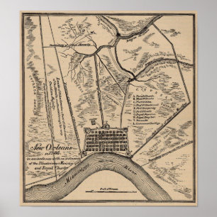 New Orleans Karta 1798 Poster