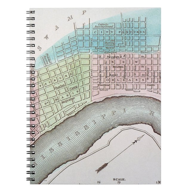 New Orleans karta, 1837 Anteckningsbok (Framsidan)