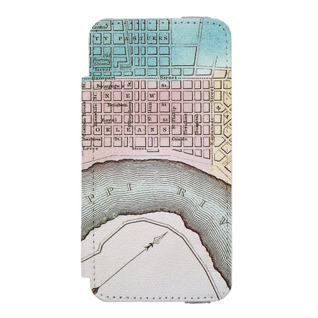 New Orleans karta, 1837 Incipio iPhone Wallet Skal (Folio Framsidan)