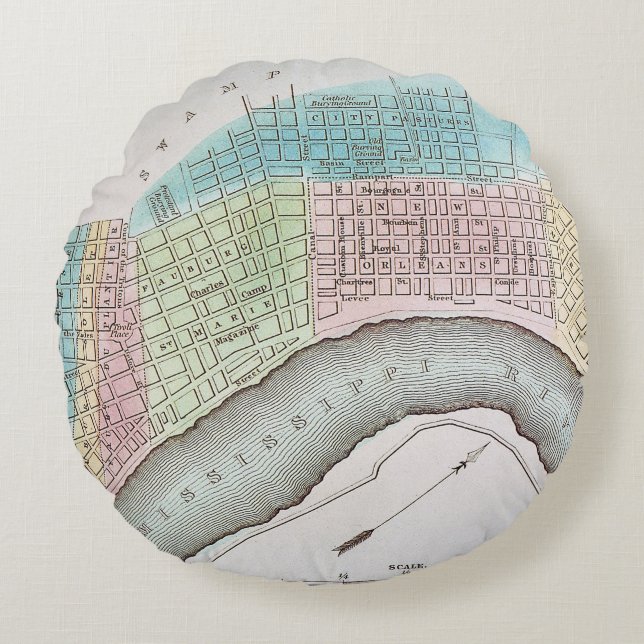 New Orleans karta, 1837 Rund Kudde (Framsidan)