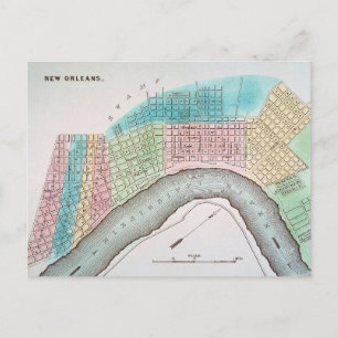 New Orleans Karta, 1837 Vykort