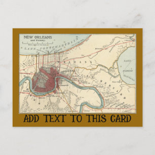 New Orleans Karta 1900-vykort Vykort