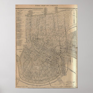 New Orleans karta 1908 Poster