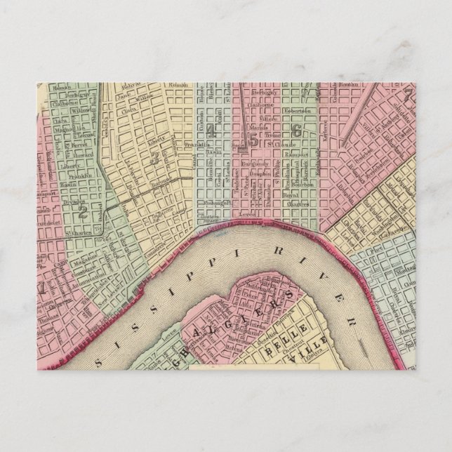 New Orleans Karta av Mitchell Vykort (Framsida)