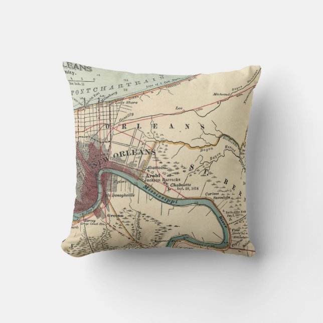 New Orleans Karta Pillow Kudde (Framsida)
