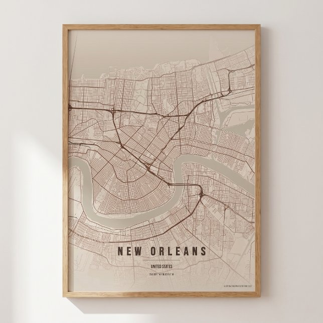 New Orleans Karttryck NOLA Väggkonst Affisch Prese (Skapare uppladdad)