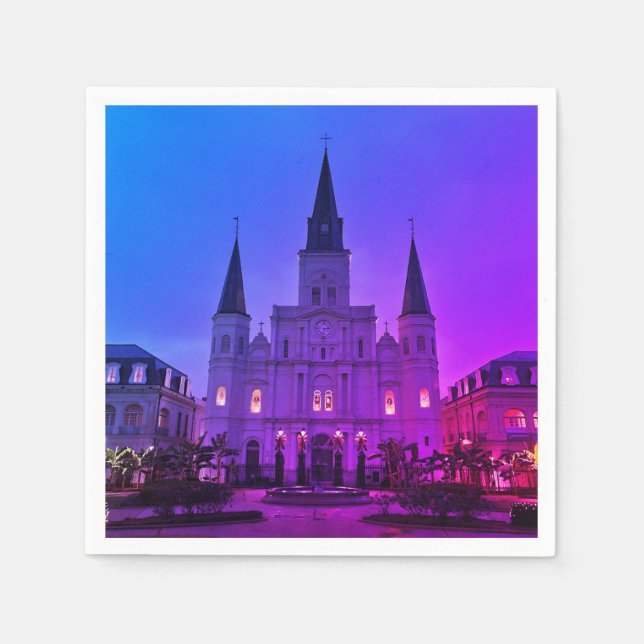 New Orleans, LA Cathedral Basilica, Jackson Square Pappersservett (Framsidan)