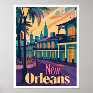 New Orleans LA Fransk Quarter Vintage resor Poster