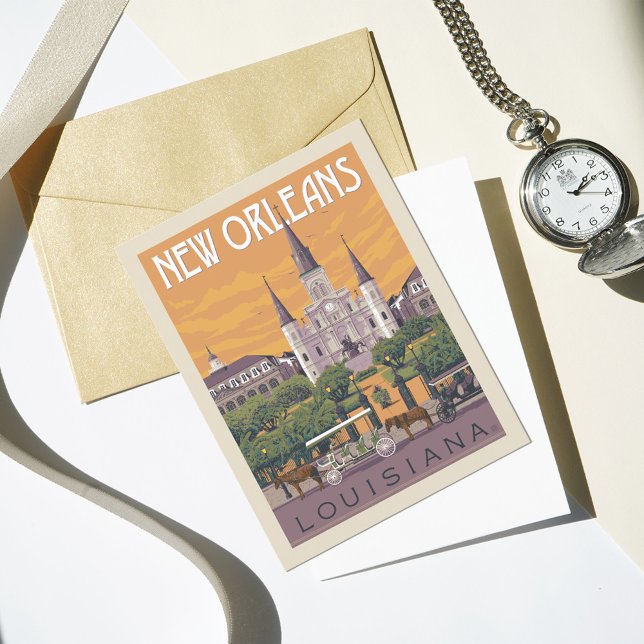 New Orleans, LA | Spara datum Inbjudan Vykort (Postcard on table)