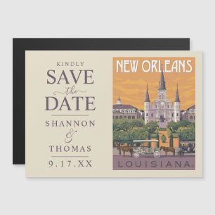 New Orleans, LA Spara datum Magnetisk Inbjudningskort
