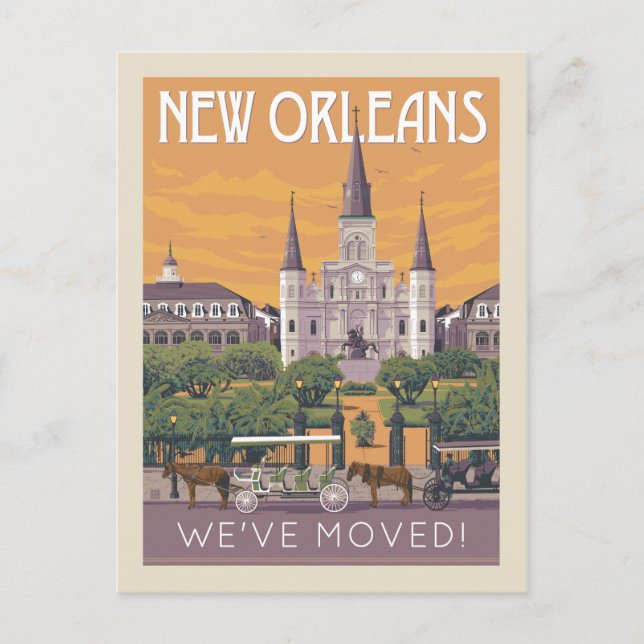 New Orleans, LA | Vi har flyttat Inbjudan Vykort (Framsida)